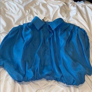 NWT Zara cropped balloon top with collar XS